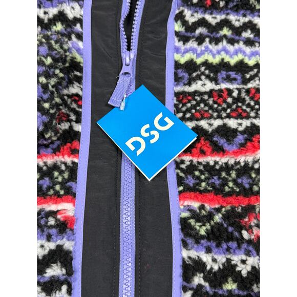 DSG Youth Girls Size L Cozy Fleece Full Zip Jacket Funky Fair Isle NWT - Picture 6 of 11
